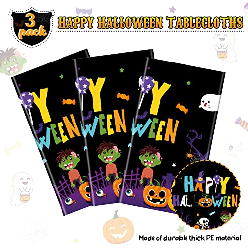 Halloween Plastic Tablecloth Pumpkin Ghost Web 54x108 Inch Pack of 3
