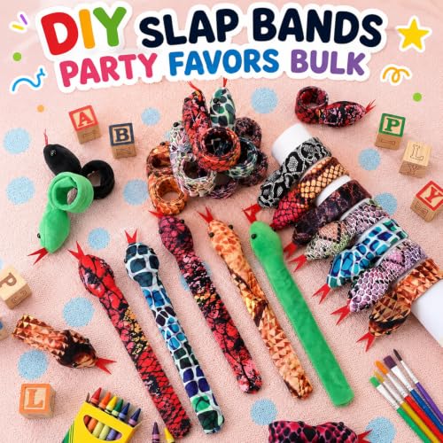 Lewtemi 60 Pcs Halloween Snake Slap Bracelets for Kids, Realistic Snake Snap Bracelets - Party Favors & Costume Accessory