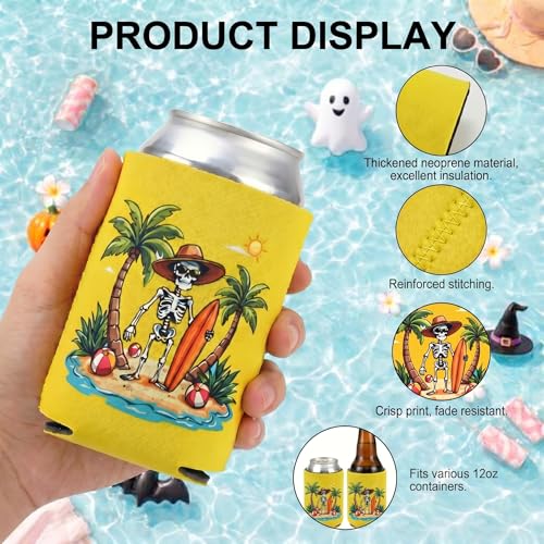 Halloween Can Cooler Sleeves Set - 12 Reusable Insulated Drink Wraps for 12 oz Cans