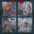 Gkeleton White Skeleton Halloween Window Clings - Double-Sided Skeleton Decals, 4 Sheets & 4 Giant Skeleton Stickers