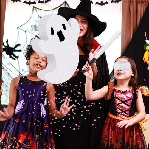 Halloween Ghost Piñata with Blindfold and Stick Kids Party Game – Birthday Carnival Decoration