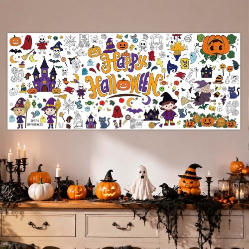 Halloween Giant Coloring Tablecloth - Kids Craft Activity and Party Decor - Variation: Halloween