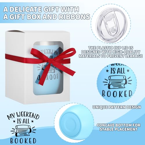 12 Pack Insulated Stainless Steel Book Lover Tumblers with Eggshell Design - Gift Set