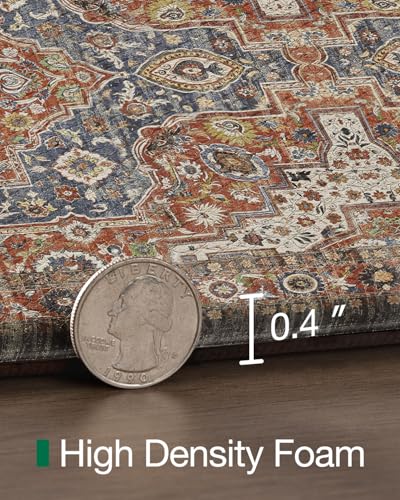 Anti-Fatigue Kitchen Floor Mat 24x87 Inches Cushioned Runner Rug - Rust Red & Blue