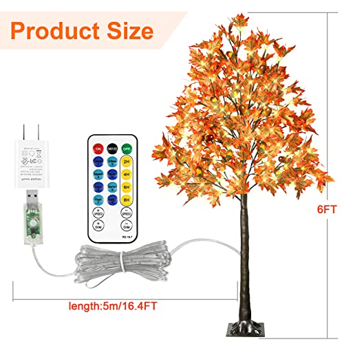 6FT 130 LED Lighted Maple Tree - Fall Autumn Decor with Remote & 8 Modes - Variation of THIS listing