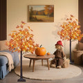 Artificial Fall Maple Tree with 144 Warm White LED Lights - 4FT Orange Indoor Outdoor Decoration - Variation 4FT-2