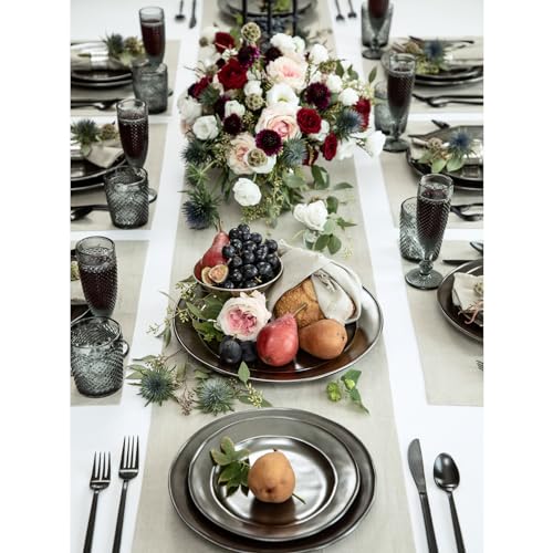 Pure Linen Table Runner 14x90 Inches Natural Handcrafted Dining Decor