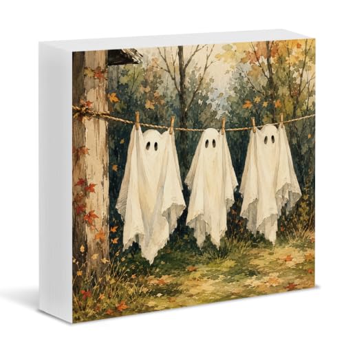 Funny Halloween Ghost Sign Decor - Spooky Wood Block Sign - Variation 20