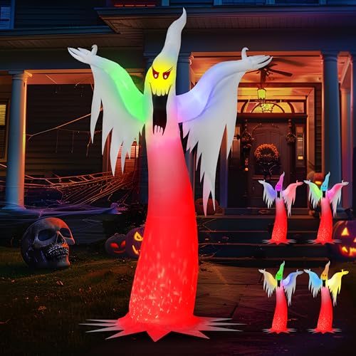 6 FT Tall Halloween Inflatable Ghost Yard Decor with Fire Flame Light