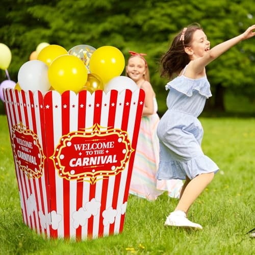 Giant Carnival Popcorn Box Decoration with 60 Balloons for Party & Event