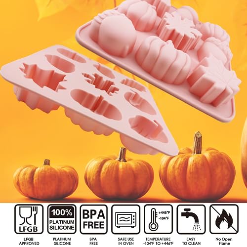 Pumpkin Mold - 9 Cavity Fall Silicone Mold for Halloween Thanksgiving Candy & Cake Decoration