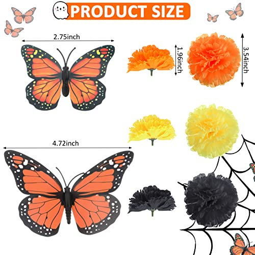 Artificial Marigold Flower & Butterfly Decor Kit for Day of The Dead & Festivals