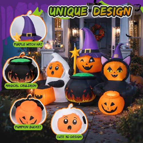 7FT Halloween Inflatable Pumpkin Character Trio Outdoor Yard Decorations - Costume Party