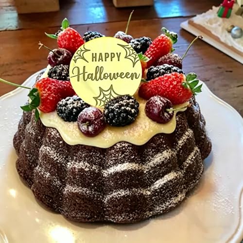 Halloween Cake Toppers Set - Gold Mirror Acrylic with 3 Designs for Party Decorations