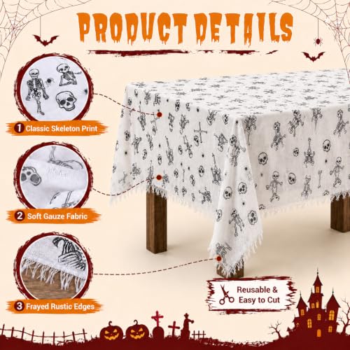 Halloween Spider Tablecloth 84.6 x 108.3 Inch Red Web Design for Party & Decor