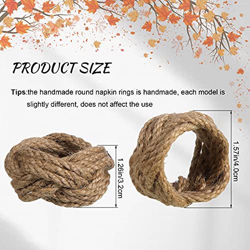 Vivid Style Thanksgiving Burlap Napkin Rings Set of 16 Rustic Fall Table Decor