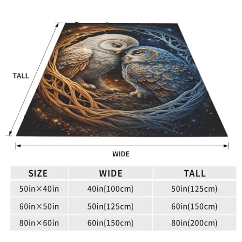 Owl Blanket 50x60in - Cozy Flannel Throw with Loving Owls - Gift for Women & Kids Variation of Owl / 50x60