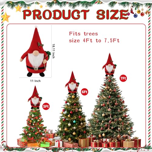 Christmas Tree Topper Gnome Decoration - Handcrafted Holiday Ornament