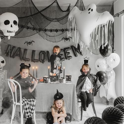 Large Ghost Balloon for Halloween Party Decor - White Foil Balloon 36.6 x 33.8 Inches