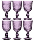 Purple Wine Glasses Set of 6 Vintage Hobnail Goblets 10 oz - Handcrafted