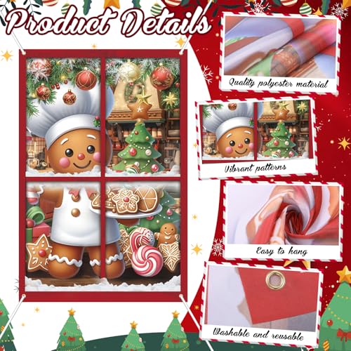 Christmas Gingerbread Man Curtain Set - 4 Piece Holiday Window Decor - Variation: Gingerbread Man