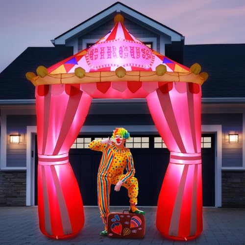 10ft Circus Inflatable Arch Halloween Carnival Party Decoration with LED Lights