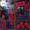 Halloween Window Clings Decorations Bloody Handprint & Footprint Stickers - Red Variation