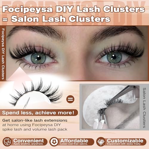H-Spiky Eyelash Clusters - Manga Style Wispy Eyelash Extensions 330Pcs, 8-16mm, Natural Look