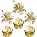 Foil Firework Cupcake Toppers - Light Gold Star Party Decoration 30Pcs