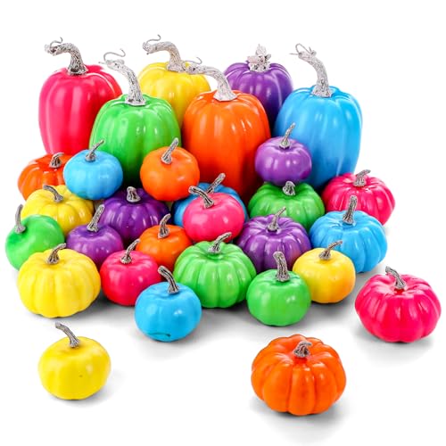 Colorful Fake Pumpkins Set of 30 - Fall Thanksgiving Halloween Decor