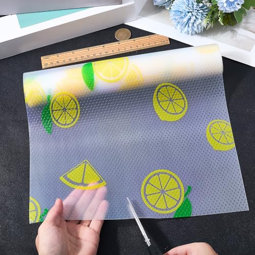 Lemon Pattern Non-Slip Waterproof Shelf Liner 12x118 inch Drawer & Cabinet Mat - CRASPIRE