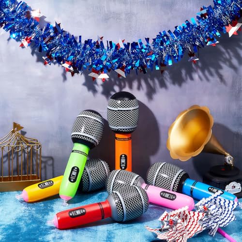 Inflatable Microphones Party Decorations, 12 Pack, 10 Inch Fun Karaoke Props