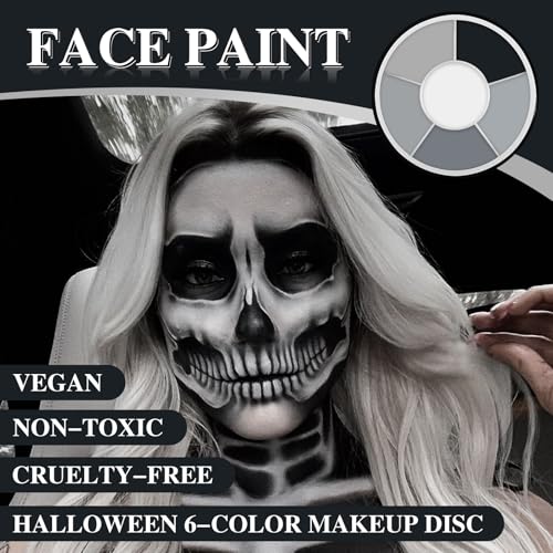 Grey Face Paint Palette - 6 Colors SFX Makeup for Halloween & Cosplay - Waterproof & Washable