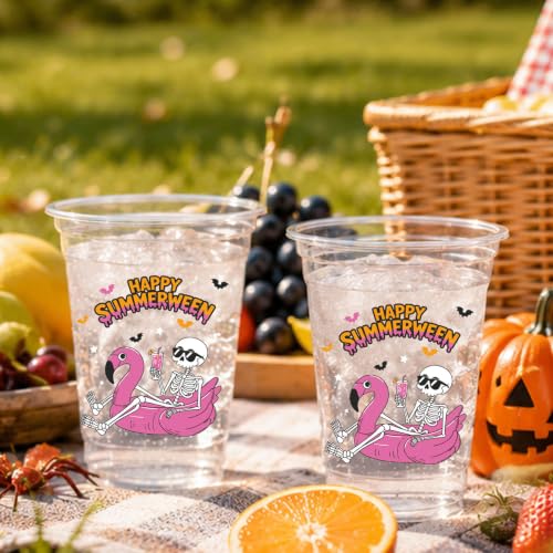 50 Pcs Summer Halloween Plastic Cups 12oz Disposable Party Drinkware