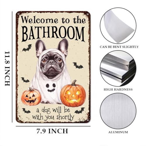 Halloween Wall Art - French Bulldog Pumpkin Sign with Variation 1