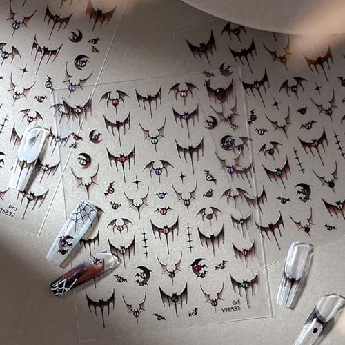 Halloween Bat Nail Stickers 5D Embossed Self-Adhesive Nail Art Decals - Halloween 01