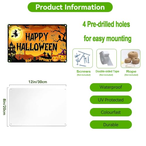 Happy Halloween Sign Decorations - Spooky Yard & Wall Decor with Jack-o'-Lanterns & Tombstones - Variation: Happy Halloween Sign