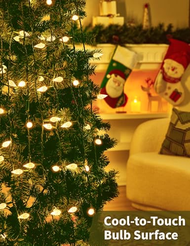 Outdoor Christmas String Lights 25ft 50 LEDs Faceted C6 Warm White