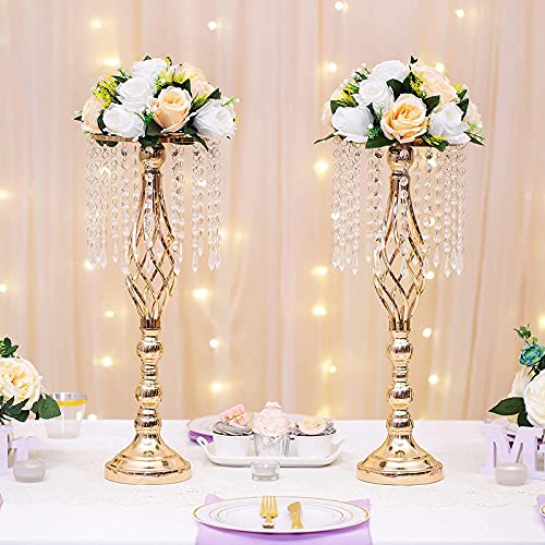 Artificial Flower and Vase Centerpiece Set for Weddings and Events - 21.3 Inch Tall