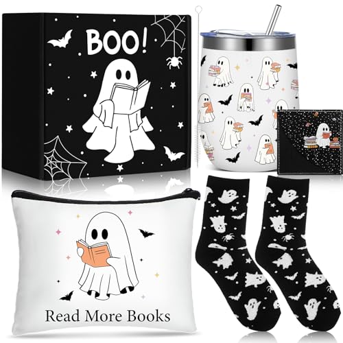 Halloween Book Lover Gift Set with Mug, Bookmark, Socks & Cosmetic Bag