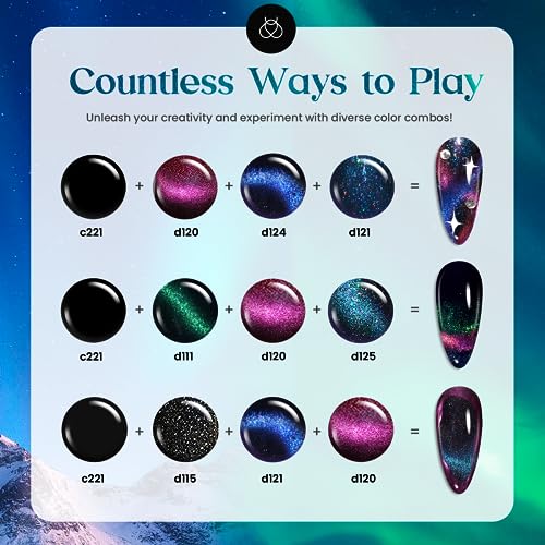 Beetles Cat Eye Gel Polish Set 24Pcs - 20 Colors Cosmic Mirage Variation