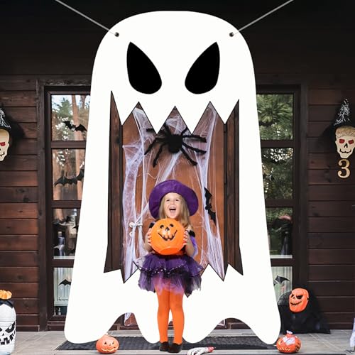 Halloween Ghost Porch Banner - Spooky Hanging Door Decoration - Ghost Variation