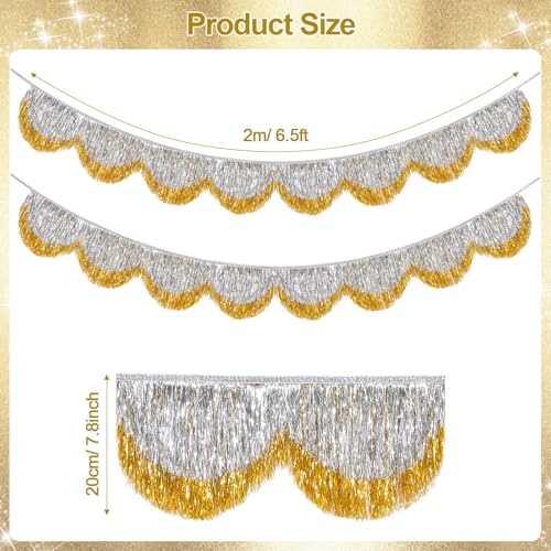 Gold Silver Foil Fringe Banner Set - 6.5 Ft Layered Tassel Garland for Party Decorations - Variation of THIS listing