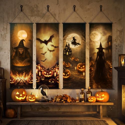 Halloween Spooky Witch Pumpkin Banner Set - Indoor Holiday Decoration