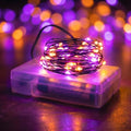 Halloween Fairy Lights with Timer - Battery-operated Mini LED String Lights, Orange & Purple, 6.65Ft, 1 Pack