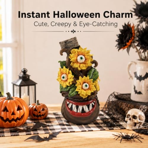 Halloween Creepy Sunflower Figurine - Horror Home Decor for Halloween