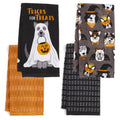 Halloween Kitchen Towel Set Ghost Dog & Puppy Prints - 4 Pack with Variety