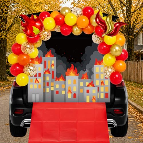 Halloween Fire Themed Car Decorations Kit with Balloons & Backdrop