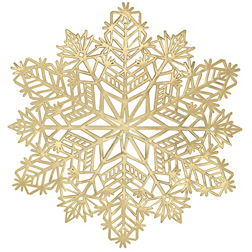 Gold Snowflake Placemats Set of 8 Holiday Table Mats for Dining & Events
