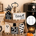 Halloween Tiered Tray Decor Set with Bat Coffin Ghost Witches Sign Bead Garland